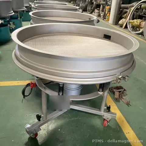 Stainless steel vibratory sieve for ceramic glaze on wheeled stand